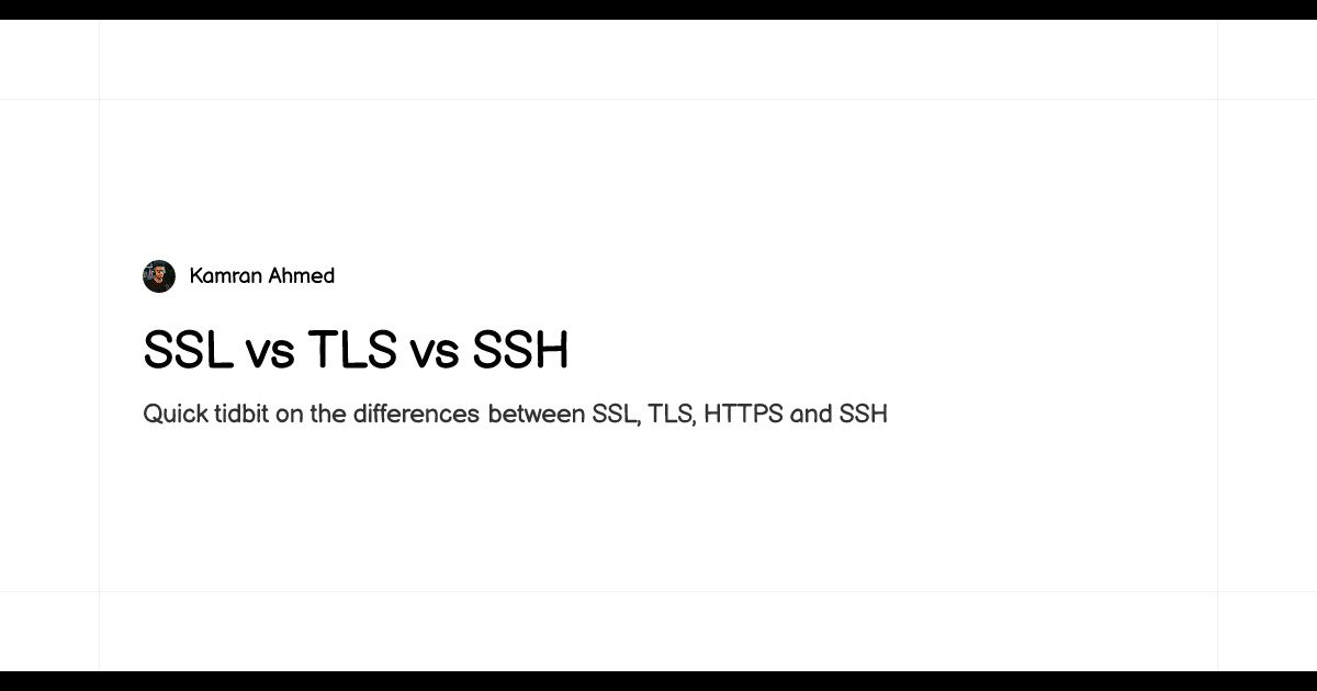 SSL vs TLS vs SSH - roadmap.sh